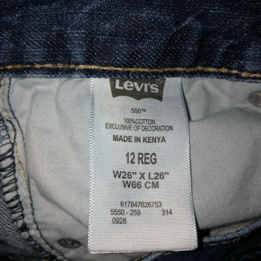 Levis 550 Size 12 Reg 26 x 26 Dark Wash Relaxed Denim Jeans Casual Pants